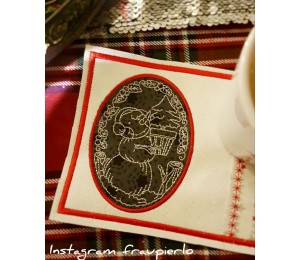 Stickserie ITH - Schneemann Redwork MugRugs